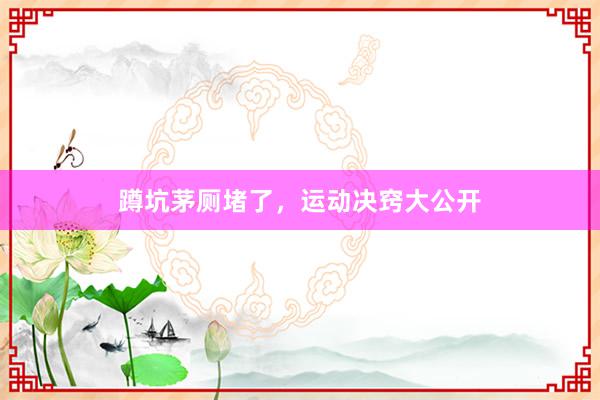 蹲坑茅厕堵了，运动决窍大公开